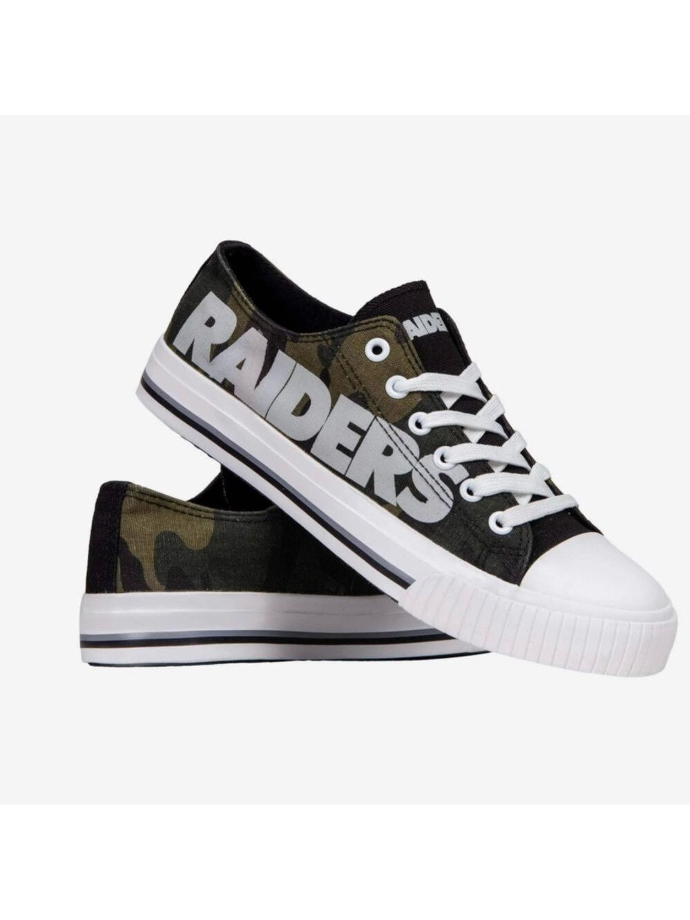 Las Vegas Raiders Camo Low Top Canvas Sneakers, Women’s Size 7